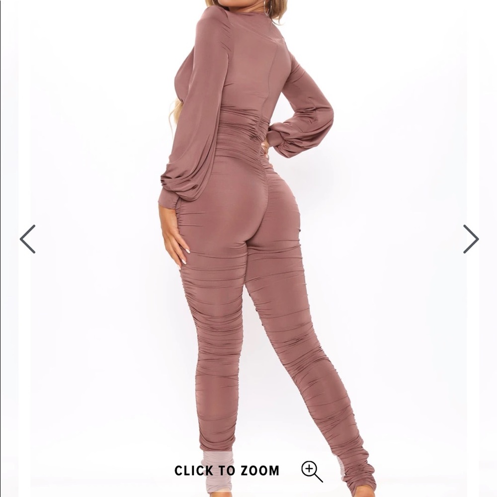Fashion Nova “High on you” mocha jumpsuit - Picture 3 of 7